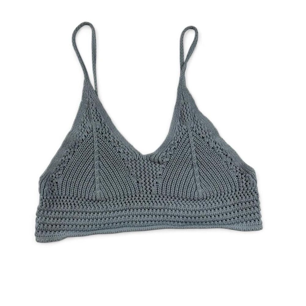 Double Zero Women’s Blue Crochet Top | Size Large | Boho Festival Style